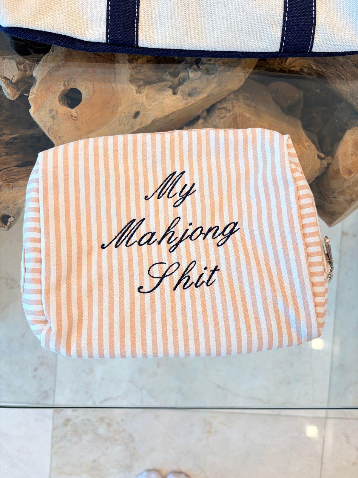 Pin Stripped Zipper Pouch