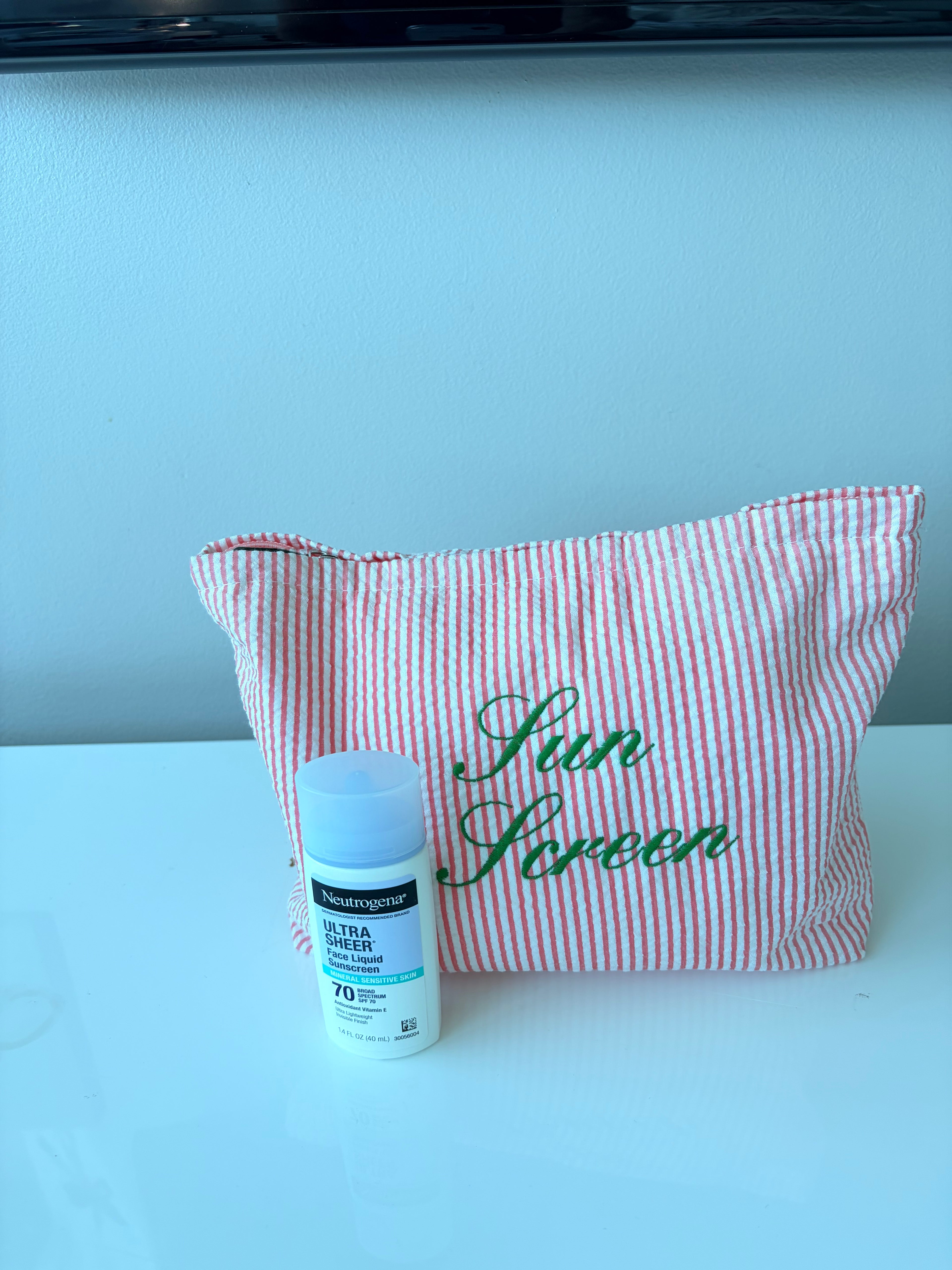 Pin Stripped Zipper Pouch