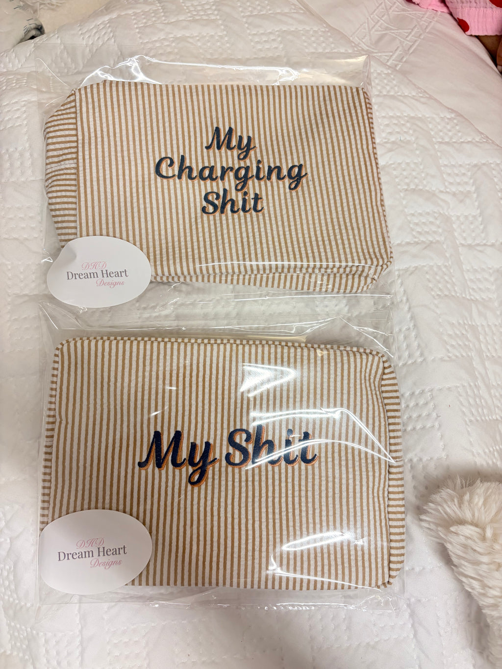 Pin Stripped Zipper Pouch
